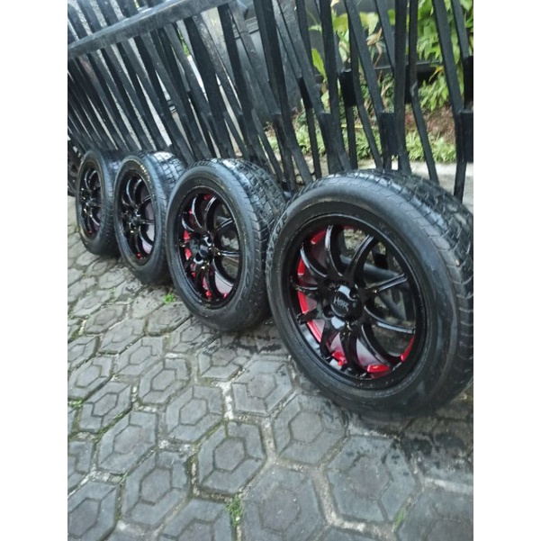 4 Velg r15 PCD 100+Ban 185/60 Brio calya sigra agya ayla vios jazz yaris karimun sirion ignis etios aerio baleno soluna civic city