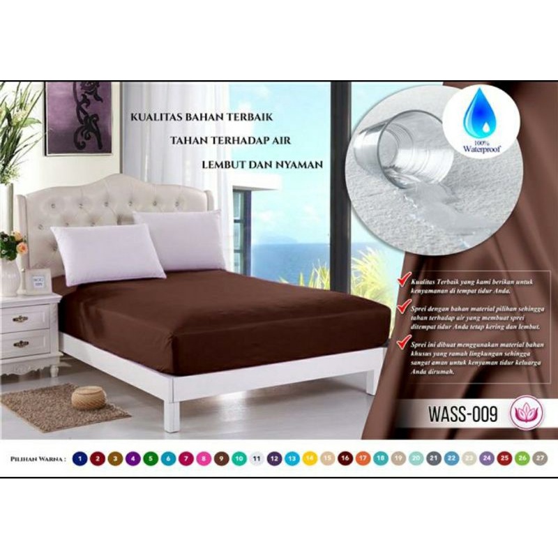 Sprei Waterproof 100x200 Anti Air Kualitas Premium Tersedia Pilihan Tinggi Kasur/Karet 20 CM, 30 CM, 40 CM Bahan Import-3