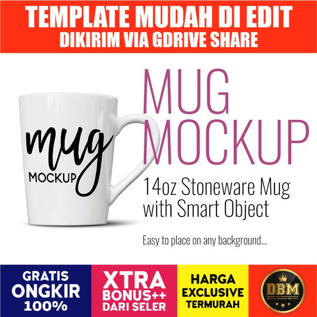 White Tapered Mug 14 oz NO glitter Mockup