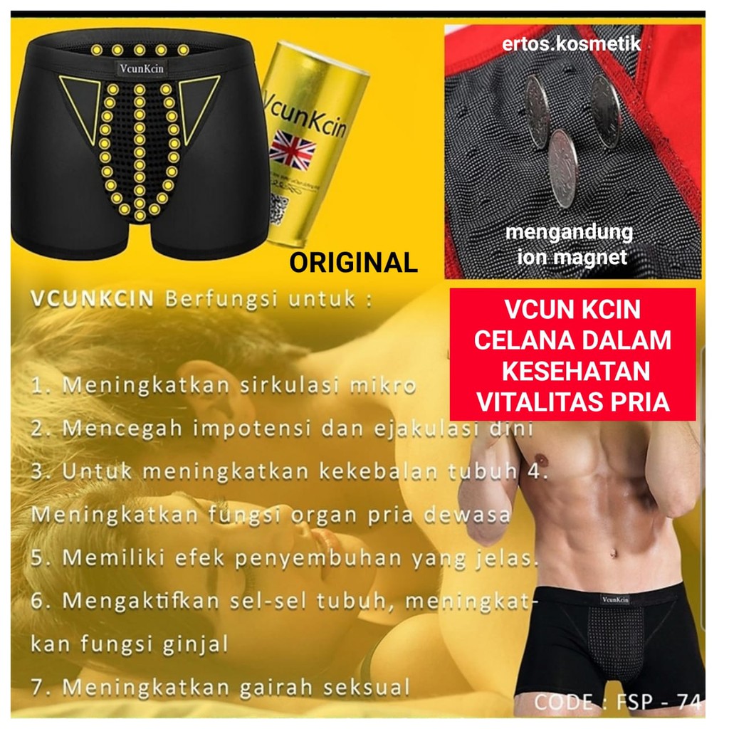 VCUN KCIN VCUNKCIN Celana Dalam Boxer Ion Magnet Negatif Kesehatan Pria Original