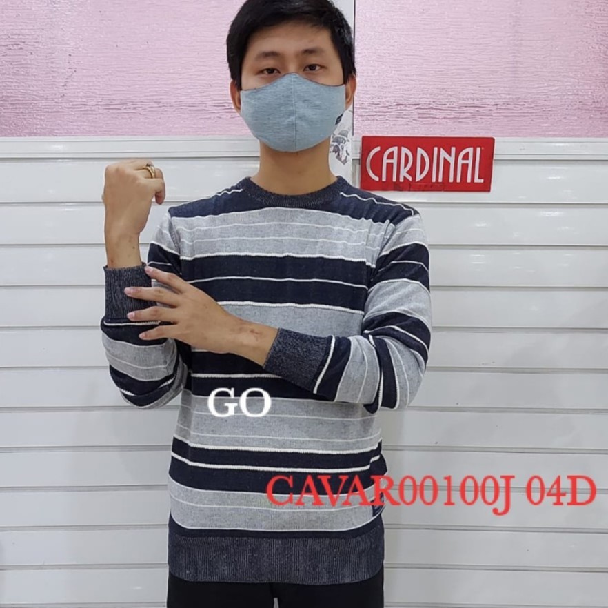 BB CARDINAL SWEATER Pakaian Pria Hoodie Jaket Outwear Cardigan Casual Salur Garis Lengan Panjang