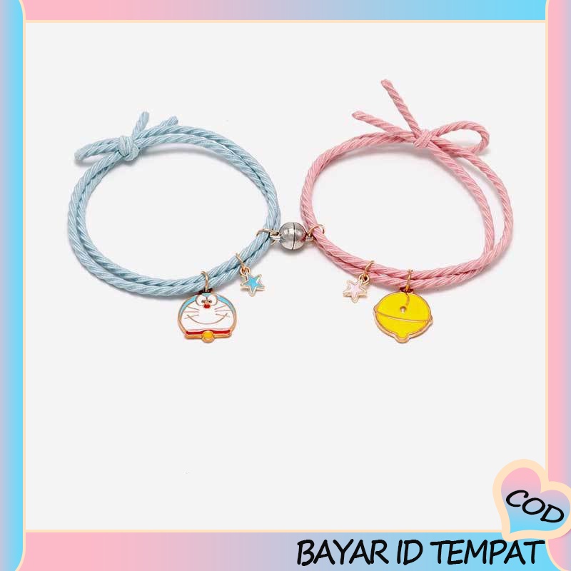 COD✨2Pcs/1Pasang Gelang Couple Magnet Wanita Tali Menenun Attract Persahabatan Tangan Wanita Bracelets Adjustable