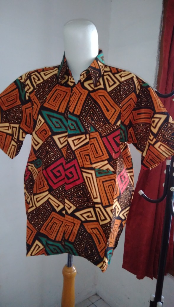 Asifa Batik Hrb026 Kenongo Kemeja Tosca Pendek Pekalongan Padi M L Xl Sogan Tulis Halus Kemeja Batik