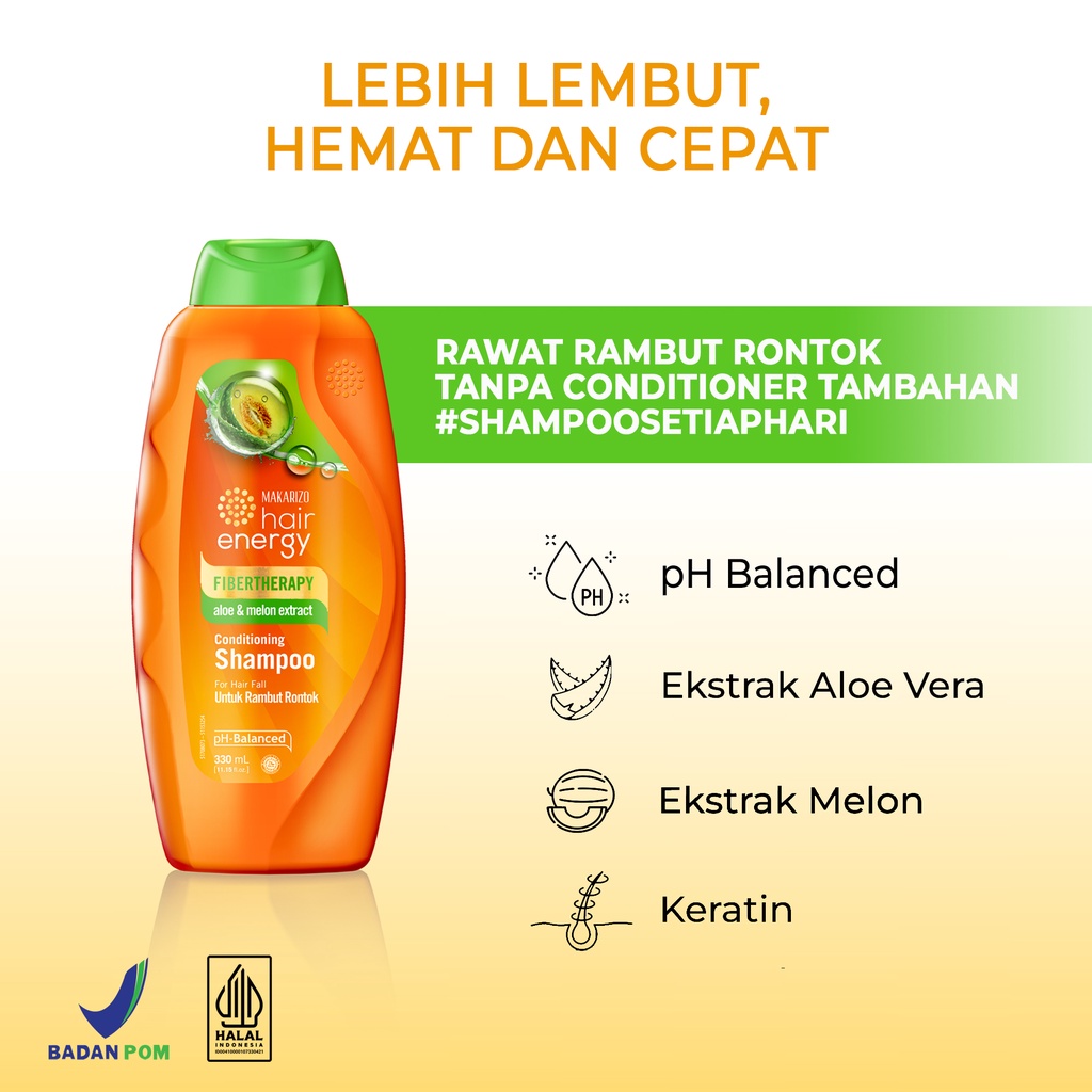 Makarizo Hair Energy Fibertherapy  Conditioning Shampoo Aloe & Melon 330 mL / Shampo Kondisioner-2