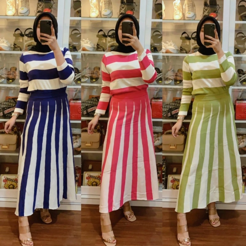 set rok salur rajut import