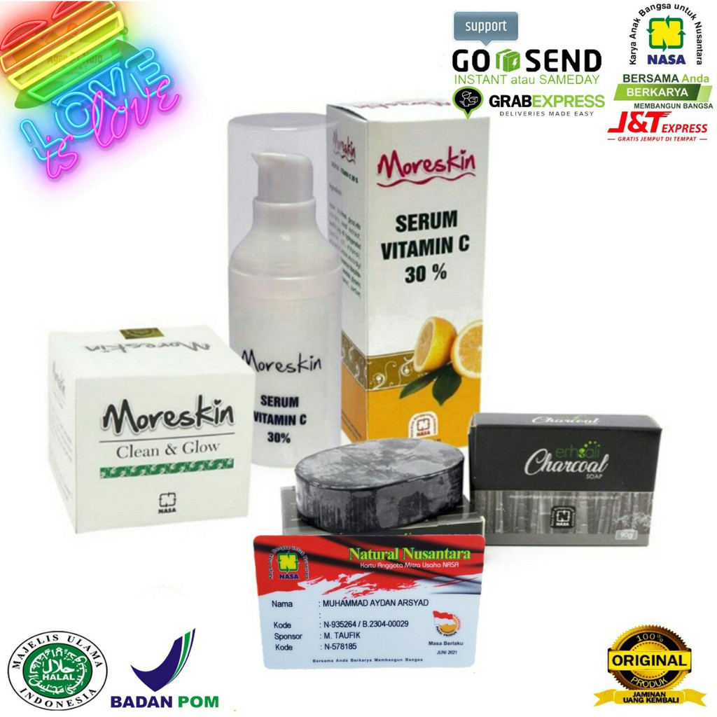 Paket Penghilang Flek Hitam - Moreskin Clean And Glow, Srum Vit C, Erhsali Charcoal
