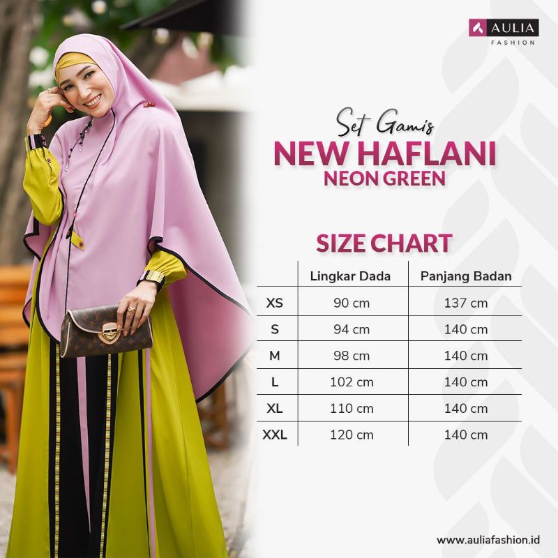 Gamis Set Syari Aulia Terbaru New Haflani Neon Green