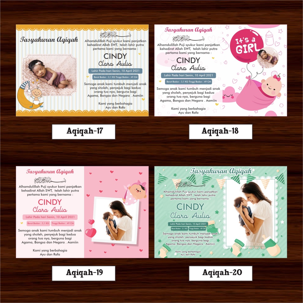 KARTU AQIQAH / STIKER AQIQAH / KARTU UCAPAN TASYAKURAN AQIQAH
