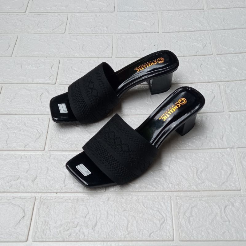 Sandal Wanita Hak Tahu  Rajut Import/Sepatu Heels Perempuan Remaja 5cm/Sandal Lebaran Wanita Kekinian Terbaru Murah/hils Wanita/Wedges Wanita Sandal/Selop Wanita Pesta/Cod/Bisa Bayar Di Tempat/Gratis Ongkir/hail hils Hitam/Slop Slip on Wanita Chelltic 013