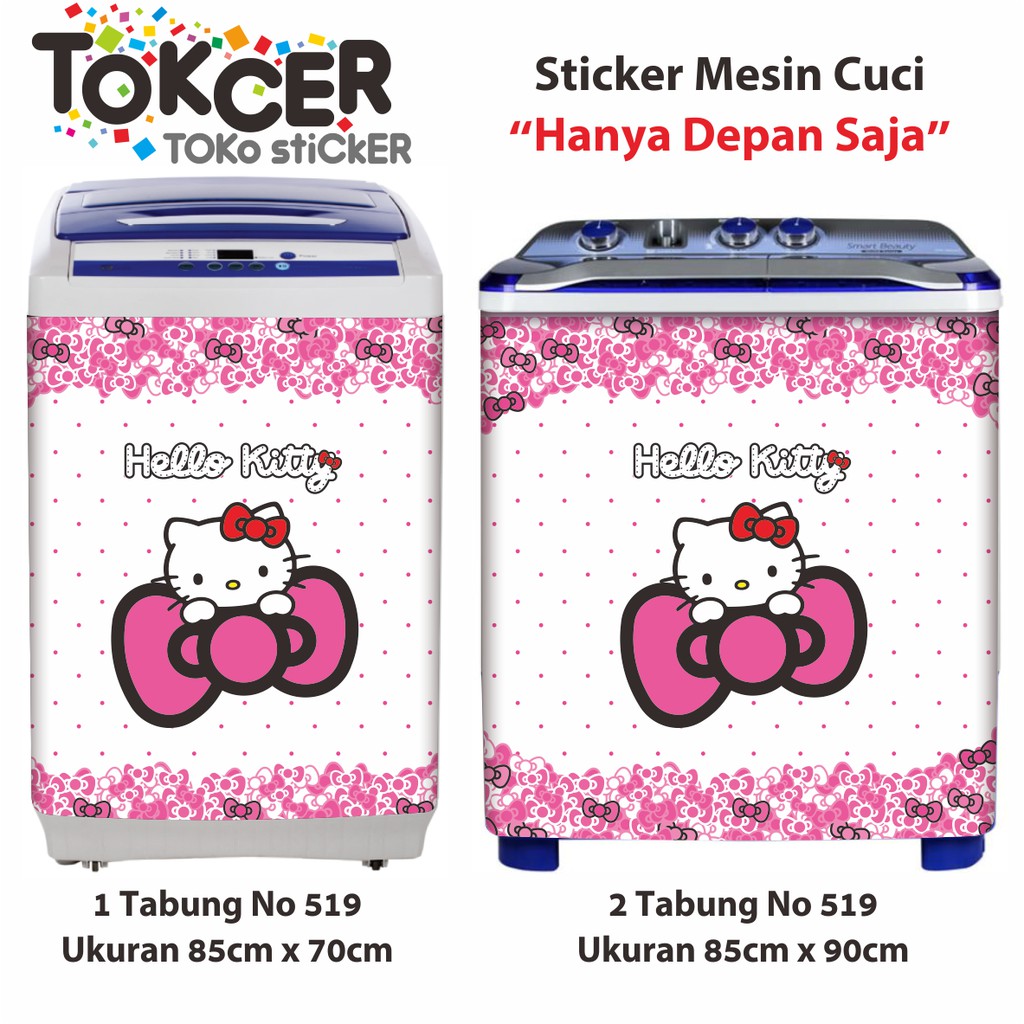 Stiker Mesin Cuci HELLO KITTY Pita Putih