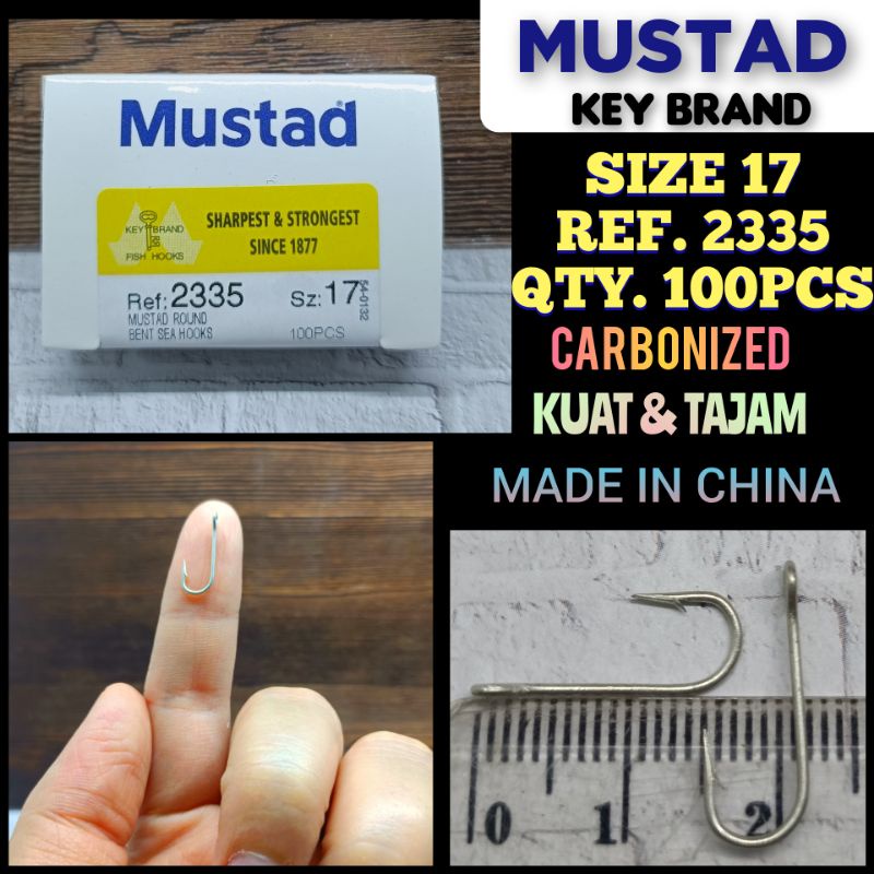 MUSTAD HOOK SIZE 17 REF.2335 QTY.100PC ROUND BENT SEA HOOKS KAIL PANCING CAP KUNCI KAIL KUAT KAIL KA