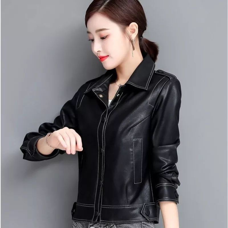 jaket kulit wanita Korean style