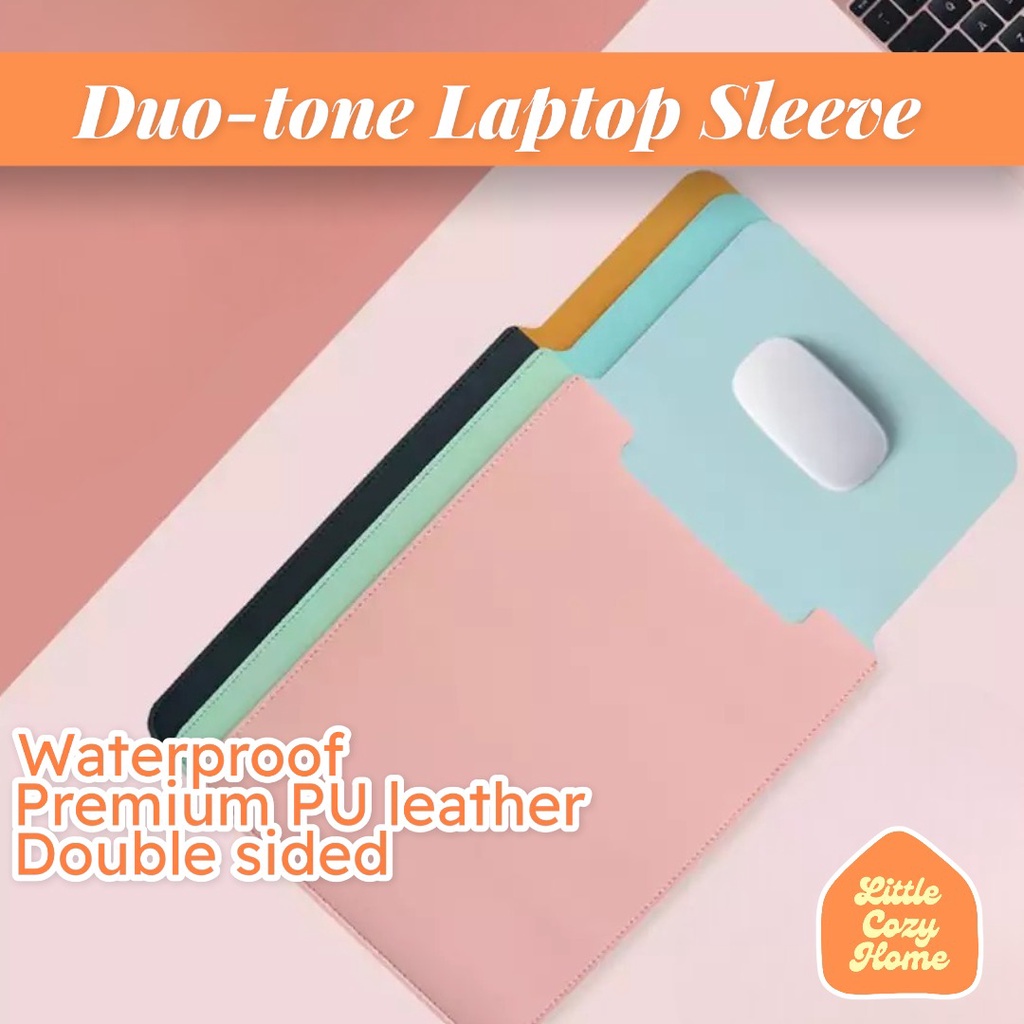 Duo Tone Laptop 13 14 15 Inch Sleeve / Sarung Pouch Cover Komputer Laptop Multifungsi / Macbook Air 13in Kulit Leather Case Sleeve Mac Book