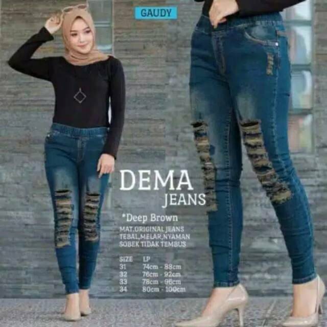 Celana jeans sobek cewek