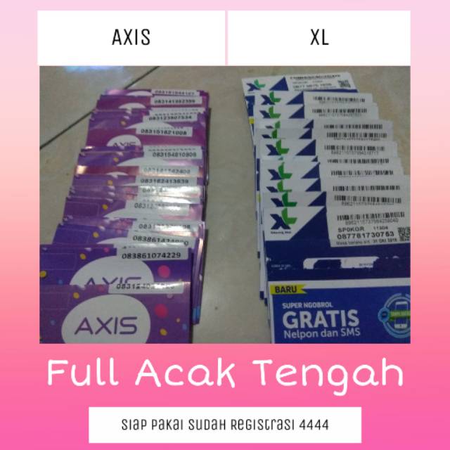 Perdana Axis Dan Xl  Acak Super 1 box 0k Sudah Registrasi (Full Acak Tengah)