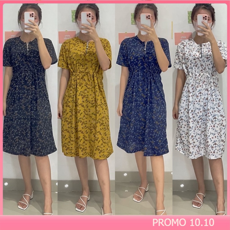 Dress Serut Resleting Voxy Motif Dress Serut Perut Dress Serut