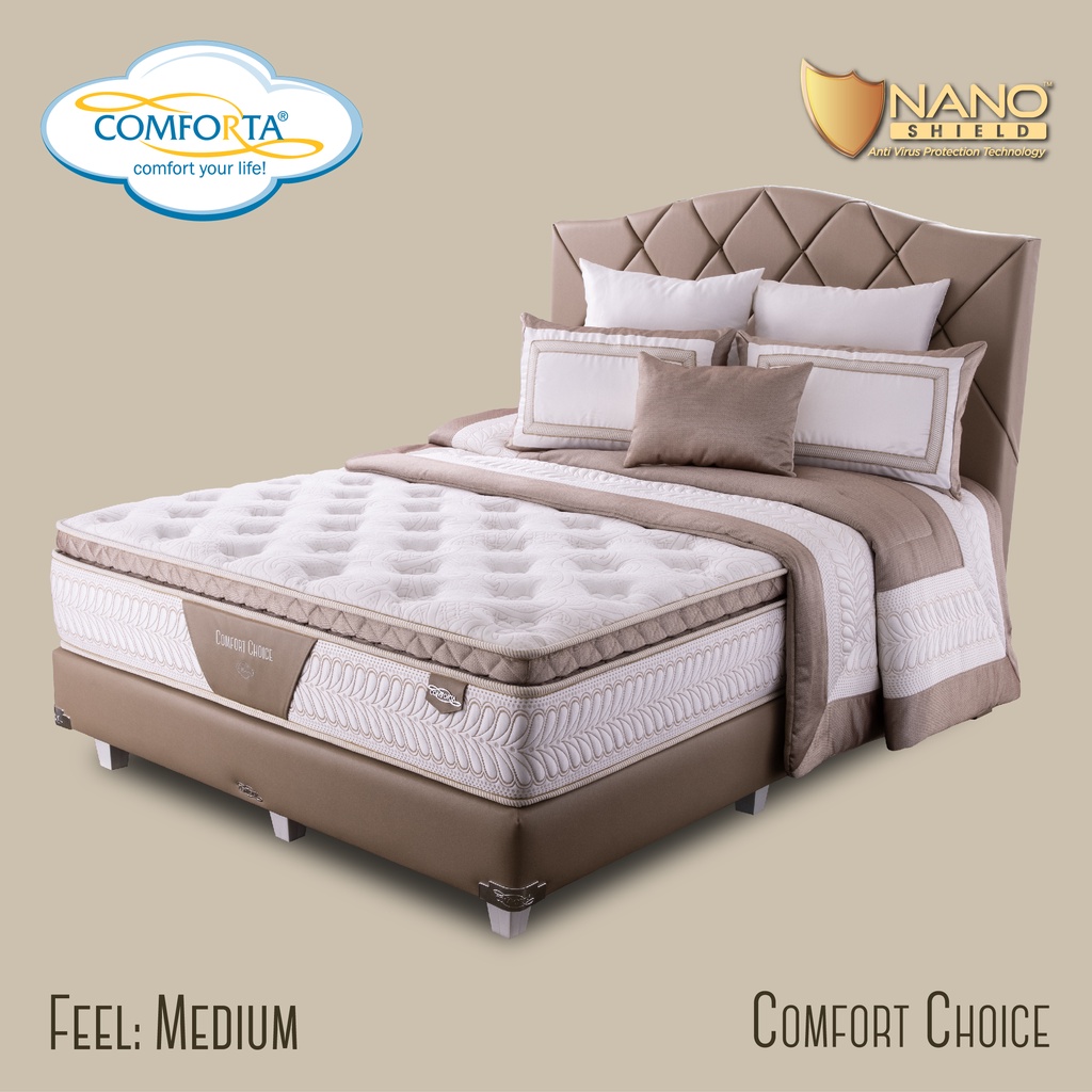 Harga Grosir  Full Set Comforta Kasur Springbed Comfort Choice 180x200 Diskon 40% FREE Divan HB Diam