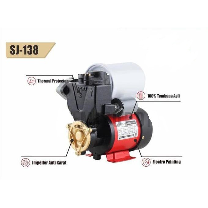 MAXPUMP SJ-138 Mesin Pompa Air Sumur Dangkal Otomatis 220Volt 50Hz 125Watt Pompa Air Tahan Lama Bergaransi