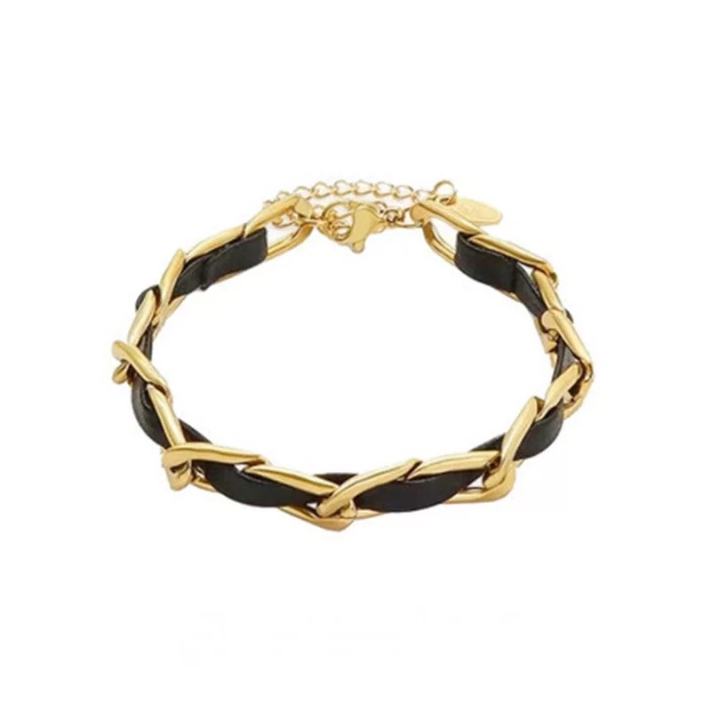 Gelang Titanium Black Kombinasi Gold Vintage Trending Fashion Style