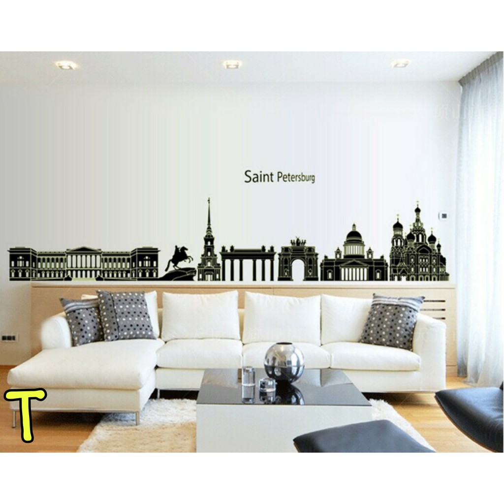 Reliza Wall Sticker Glow In The Dark Kota Paris City Kartun Anak Stiker Dinding LDR34