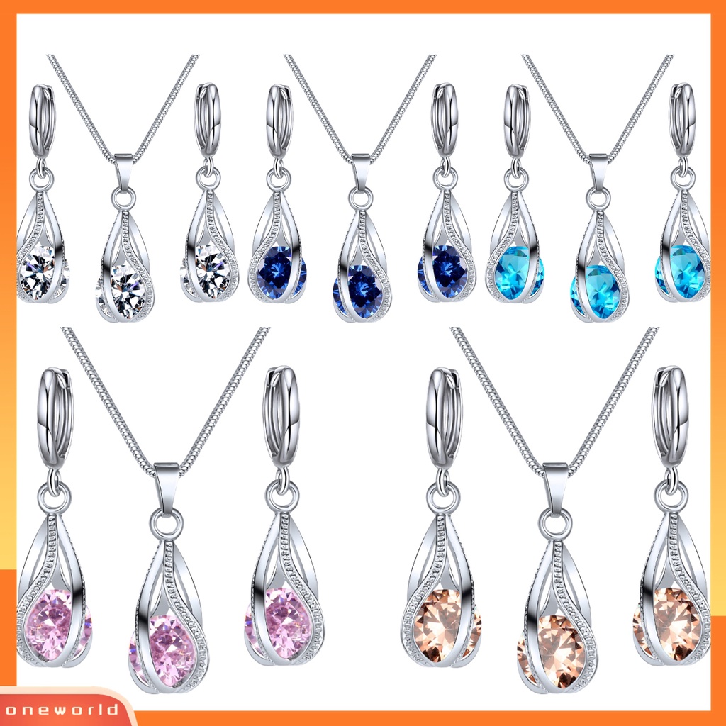 3pcs / Set Kalung Anting Kristal Tiruan Untuk Hadiah Wanita