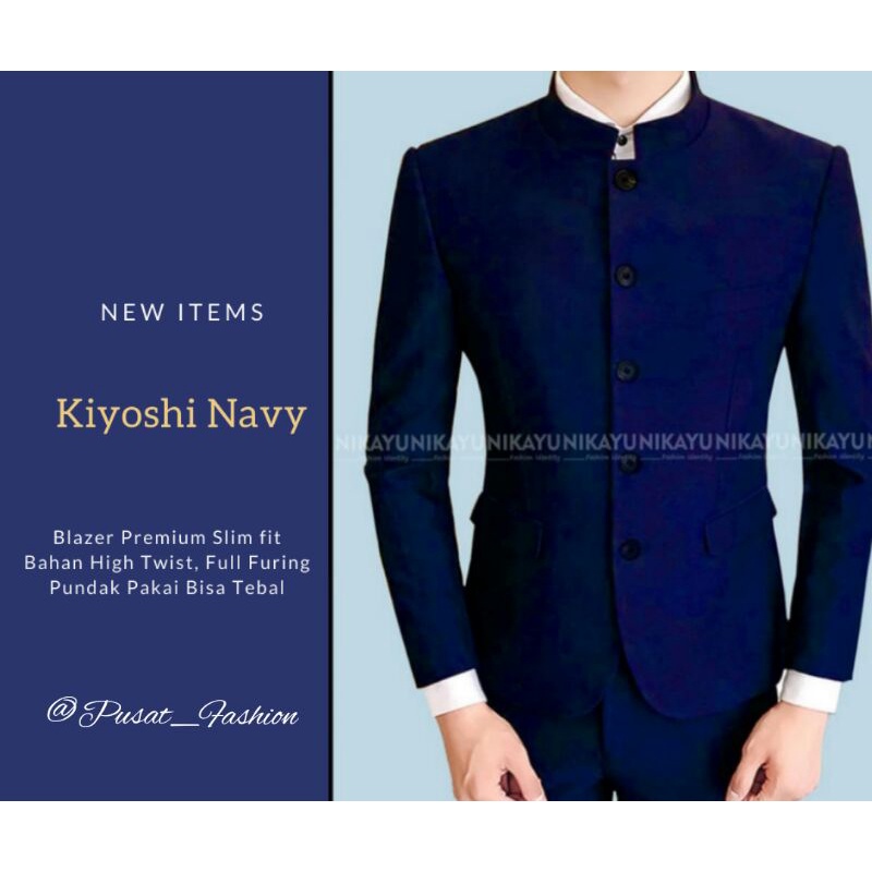 BLAZER KIYOSHI SHANGHAI NAVY - BLAZER PRIA, BLAZER PRIA SLIMFIT, BLAZER SEMI FORMAL, BLAZER KOREA, J