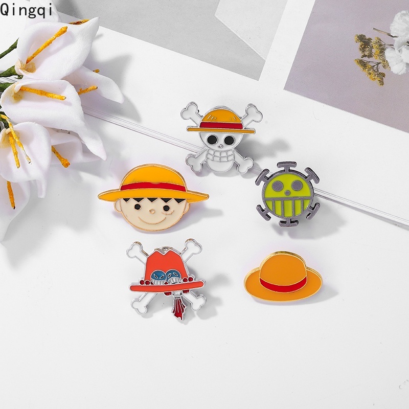 Bros Pin Enamel Desain Anime One Piece Skull Monkey D Untuk Hadiah