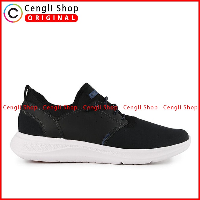 SEPATU SNEAKER HUSH PUPPIES PRIA ORIGINAL CASUAL KETS ASLI HITAM HM056