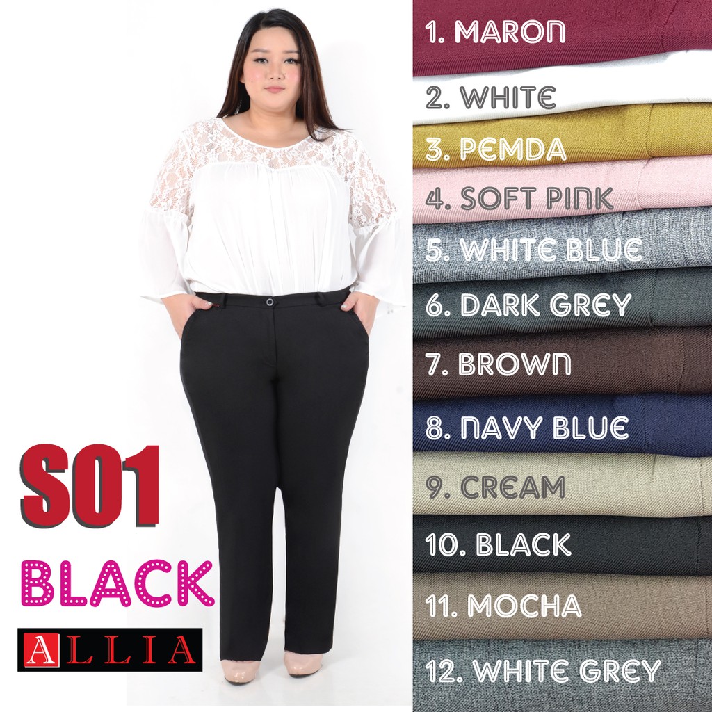 Celana Kerja Wanita ALLIA S01 M - 7L / celana bahan / celana kerja wanita kantor