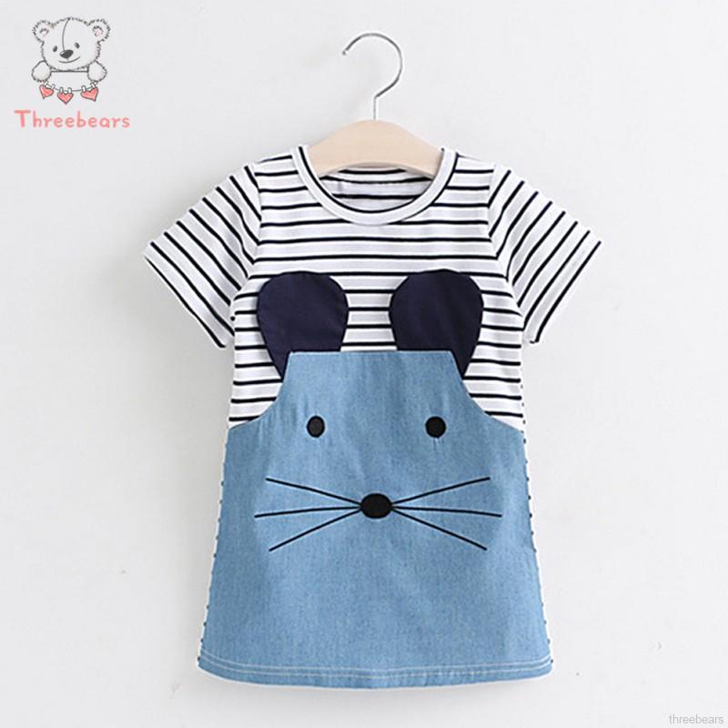 Gaun Wanita dengan Bahan Denim Motif Garis-Garis dan ...