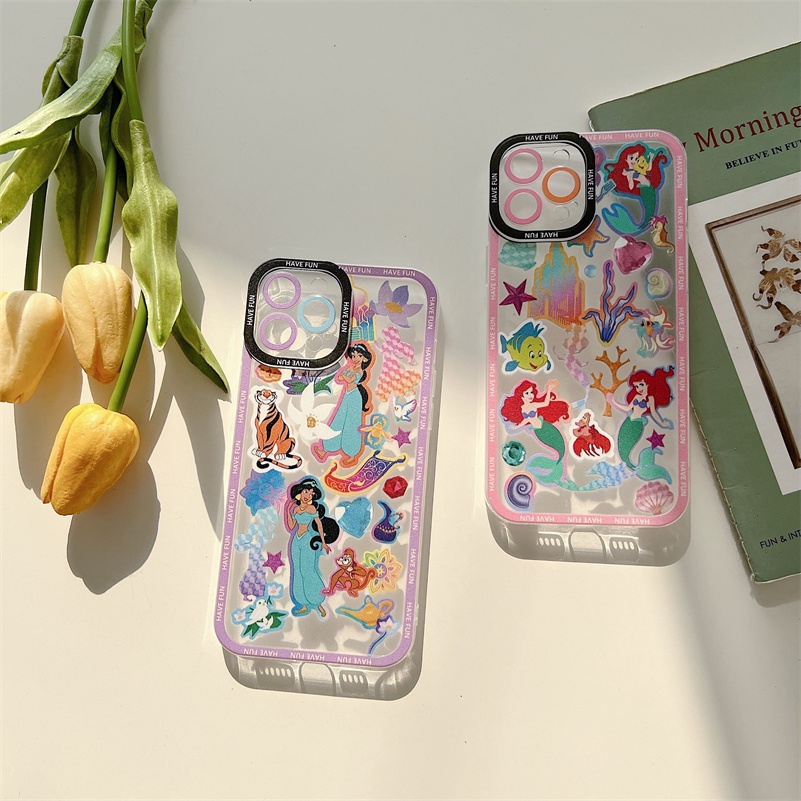 Soft Case Silikon Motif Kartun Perempuan Untuk Compatible for iPhone 14 13 12 11 Pro Max X Xr Xs Max iPhone 8 7 6 6s Plus SE 2020 Cartoon Beautiful Girl Phone Case Sticker Style Clear Silicone Shockproof Phone Protective Cover