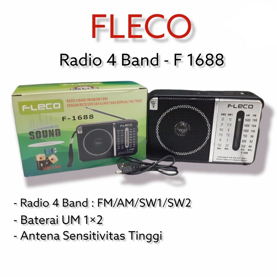 TERLARIS RADIO KLASIK PORTABLE FLECO JADUL 3/4/5/8/11 BAND FM - AM -SW AC/DC F-502/ F-1698/ F-855UAR/ F-078BT/ F-9951B ANTIK