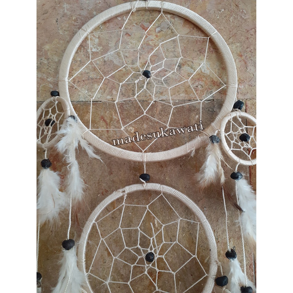 Dream catcher jaring tingkat 3 diameter 16cm panjang 73cm