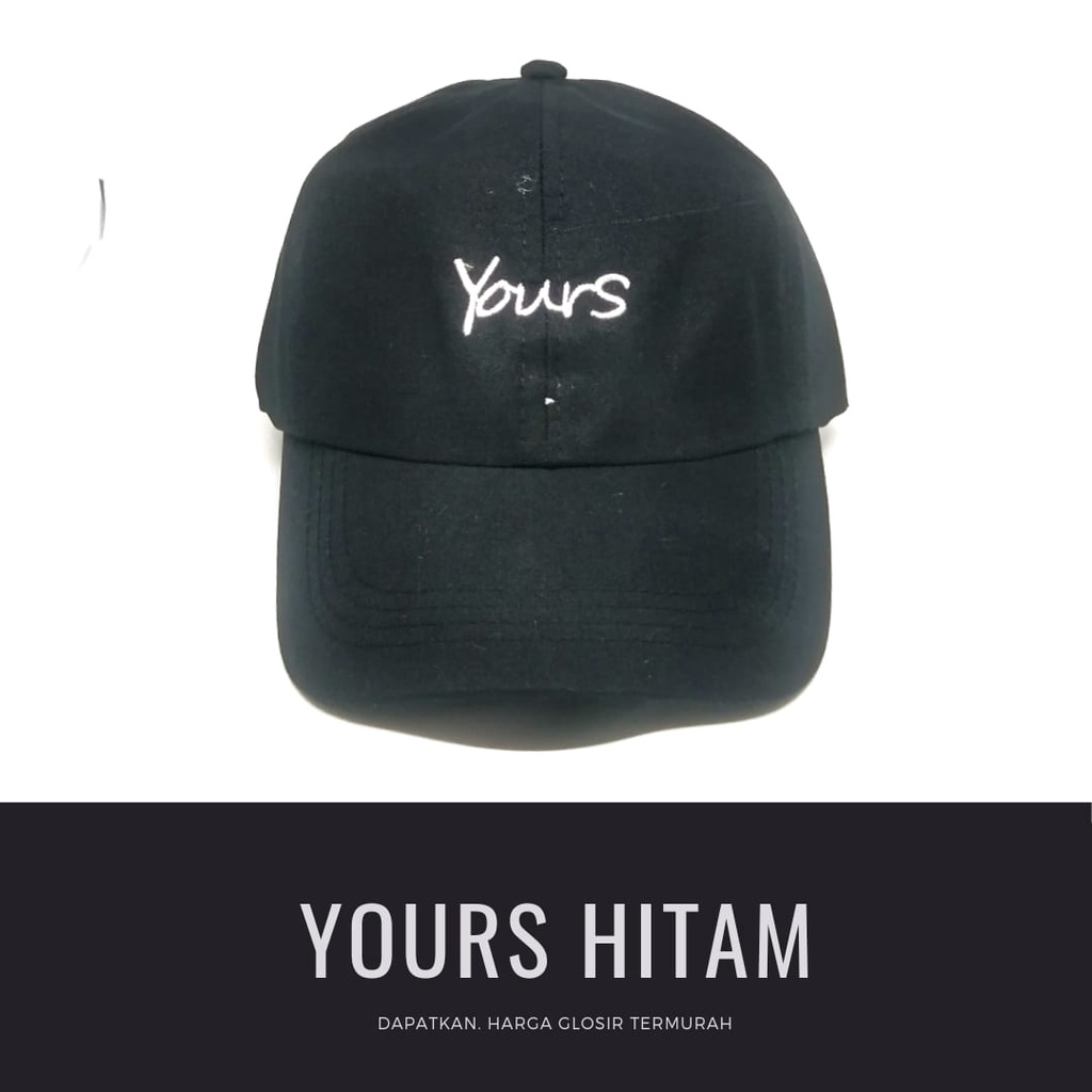 Termurah Topi baseball / garis tiga / challange / reclusive / kaktus / smile / pesawat kertas / yours / brotosaurus dino / daun kecil rasta / pohon kelapa  ring premium dan pertamax pria wanita kpop korea-yours hitam