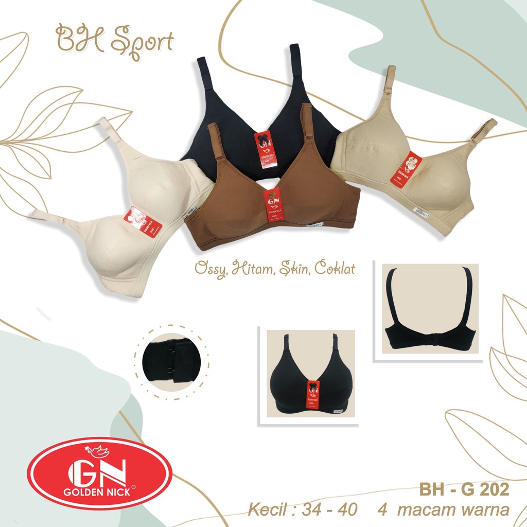 ORIGINAL ASLI Golden Nick - Bra Sport BH G202 Bra Bahan Kaos Mudah Menyerap Keringat COD SELURUH INDONESIA