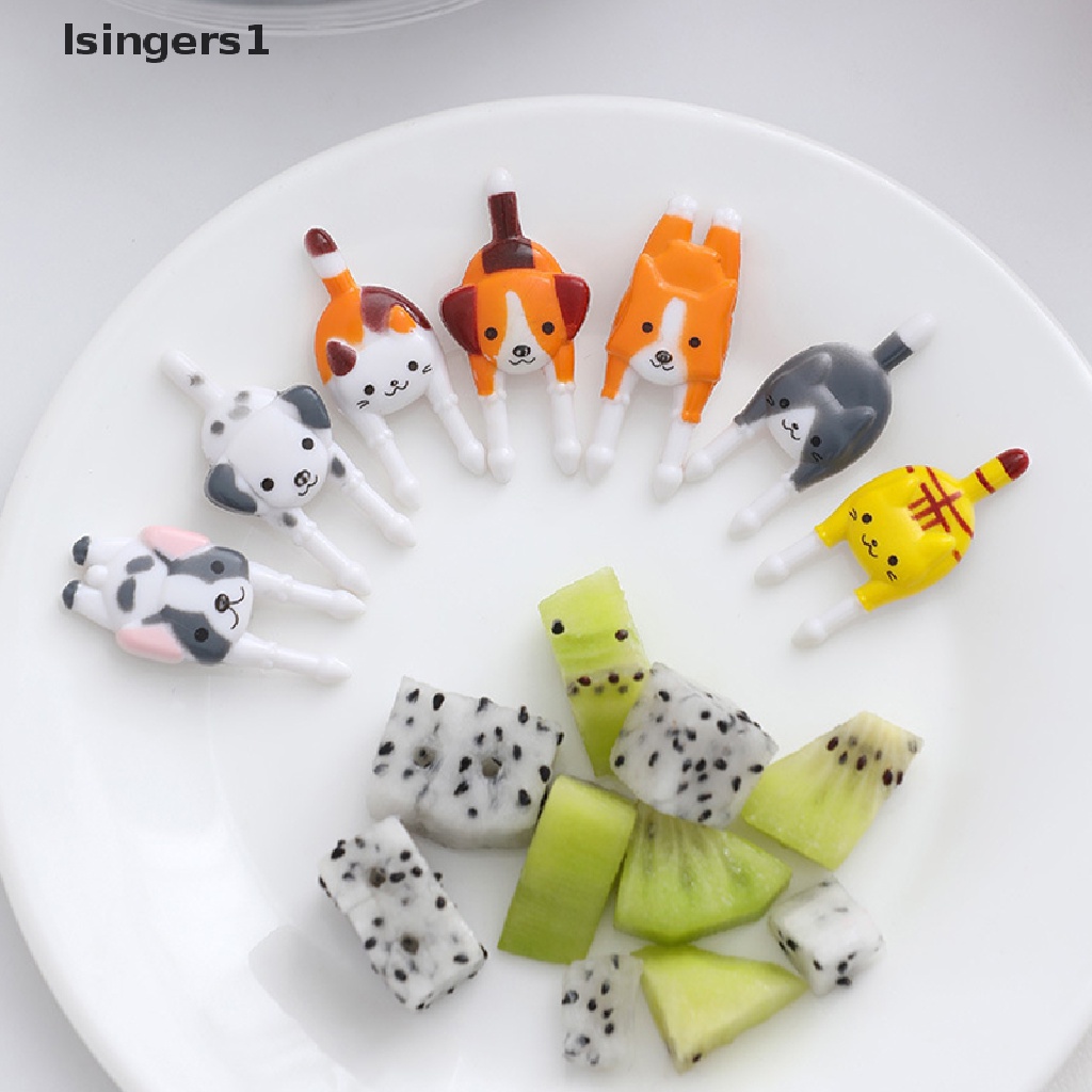 (lsingers1) 7pcs / Set Garpu Buah / Dessert / Kue / Snack Mini Bentuk Hewan Untuk Aksesoris Bento