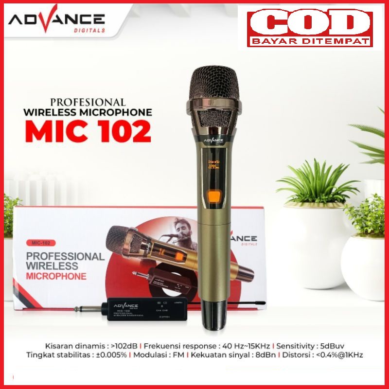 MIC ADVANCE WIRELESS MIC-102 (40Hz-15KHz) Suara mantap