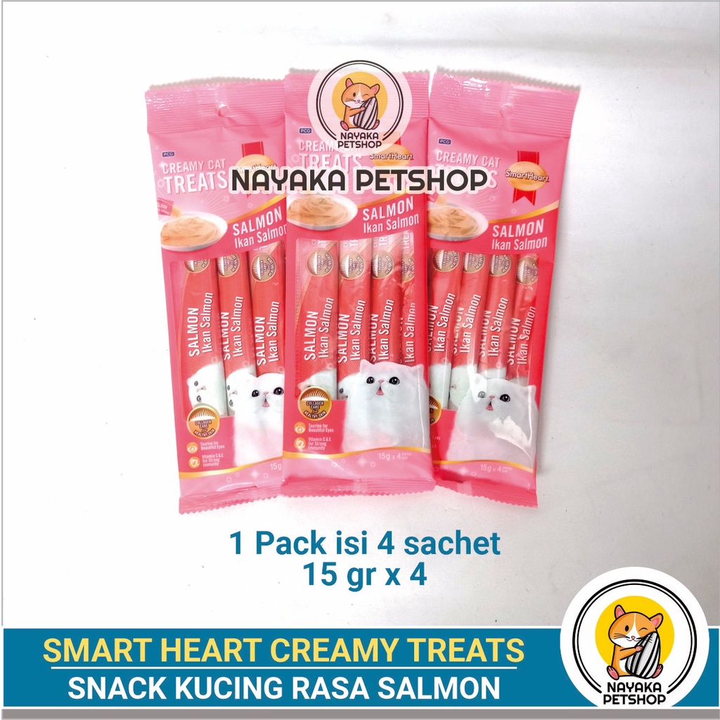 Snack Kucing Smartheart Cat Creamy Treats Salmon 60 gr Smart Heart Cemilan Kitten