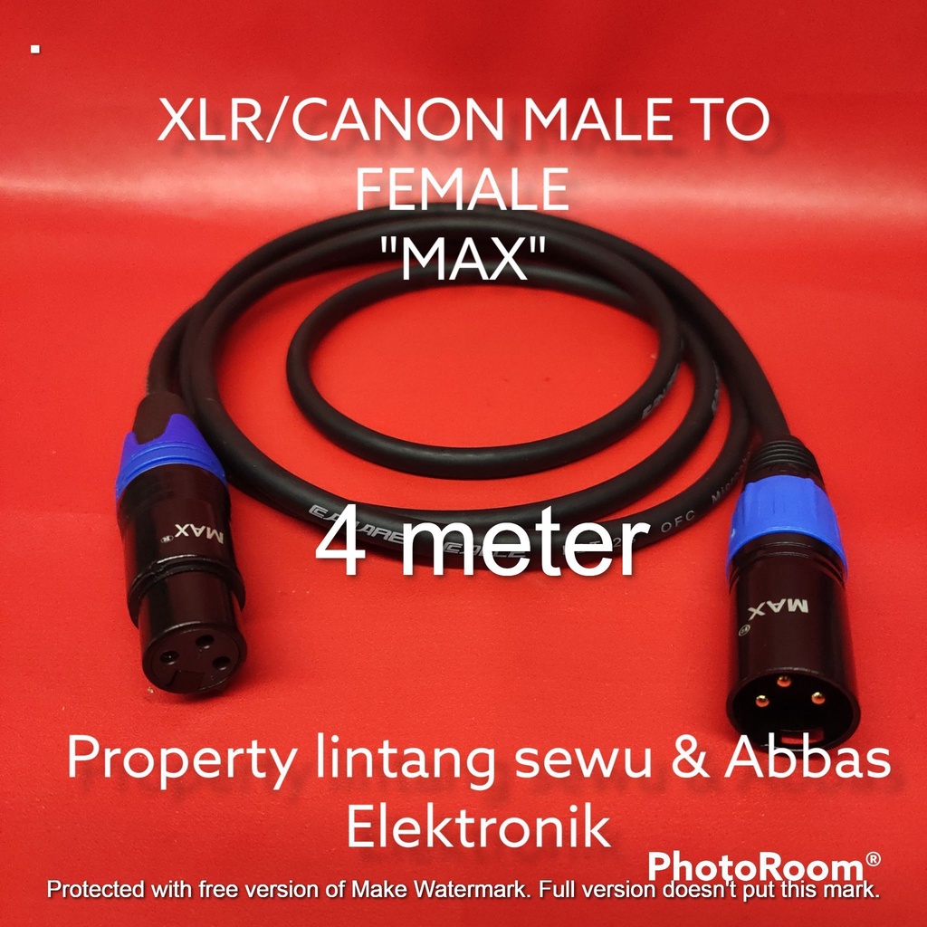 KABEL JEK XLR CANON MALE MAX TO FEMALE MAX 4 METER