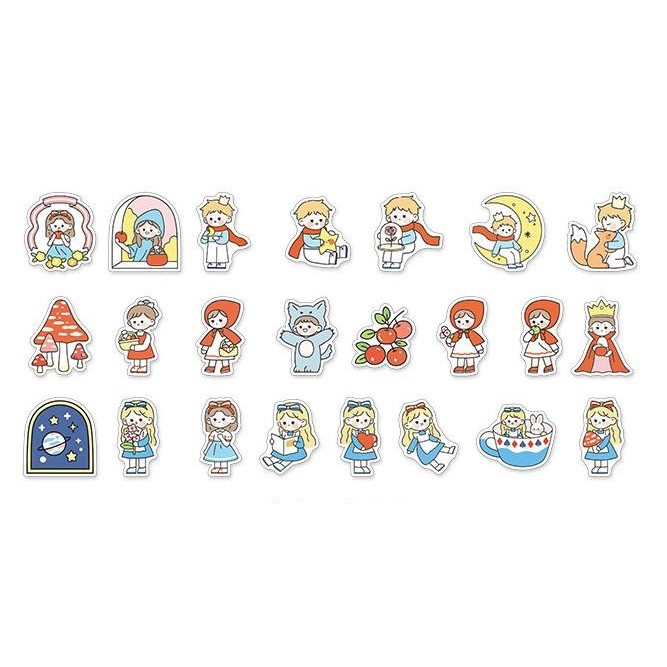 [MILOLI] 46Pcs SWEET DREAMS Deco Sticker DIY Scrapbook Stiker Jurnal Diary Planner Kotak - B0260-C. Moon Boy-3469