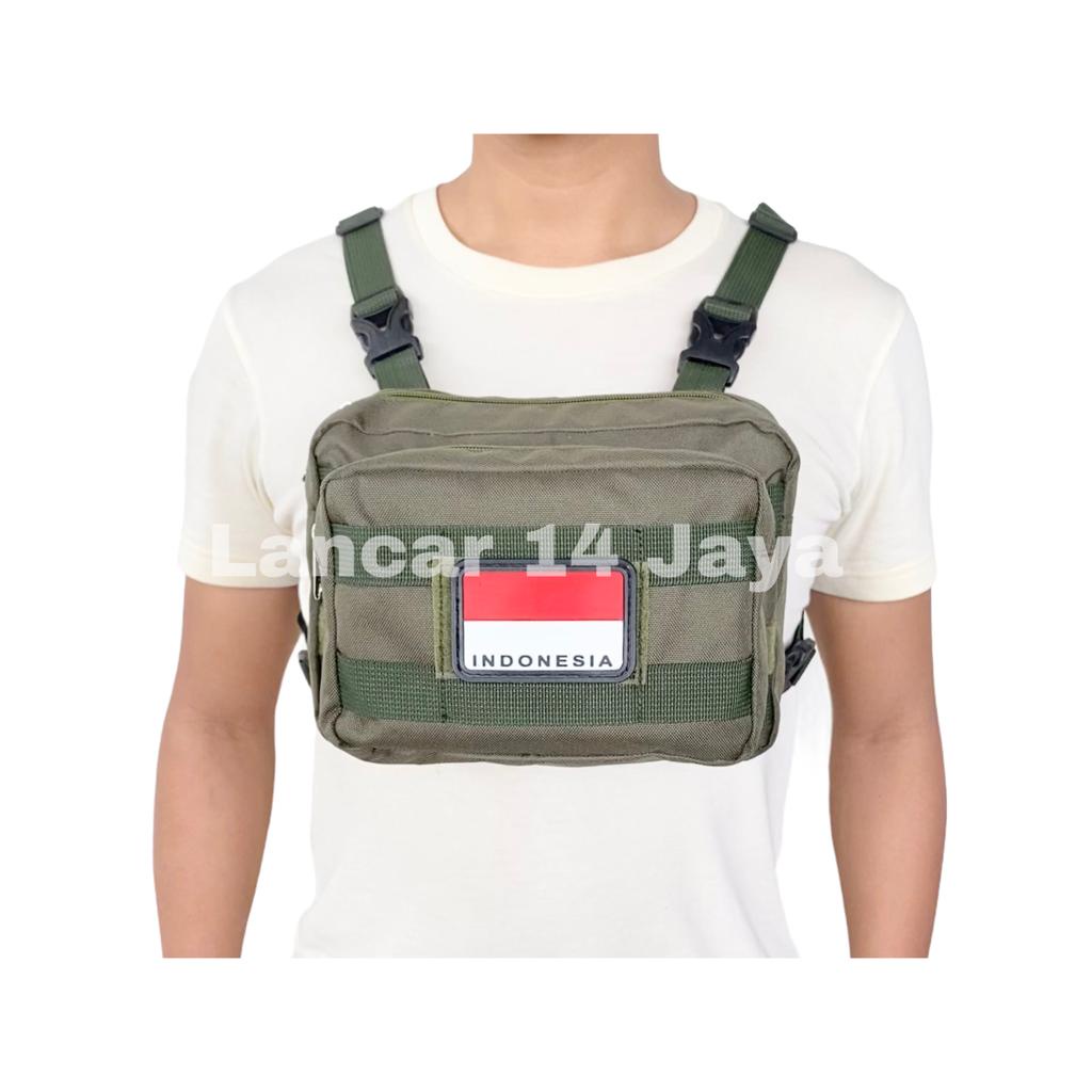 Tas Dada Pria Tactical Tas Waterproof Double Defender - Chest Bag - Tas Sepeda - Chest Rig - Tas Army TNI Terbaru