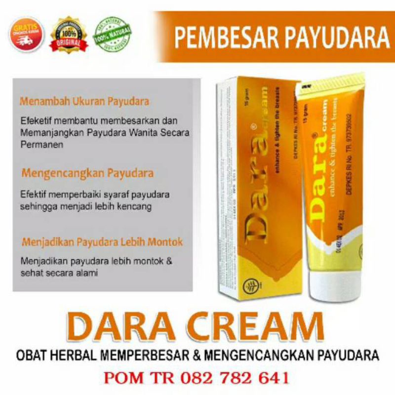 𝗗𝗔𝗥𝗔 𝗖𝗥𝗘𝗔𝗠 𝟭𝟱𝗴𝗿 - Pengencang Pembesar Payudara Tetek Nenen Susu BPOM RI Aman Krim Payudara