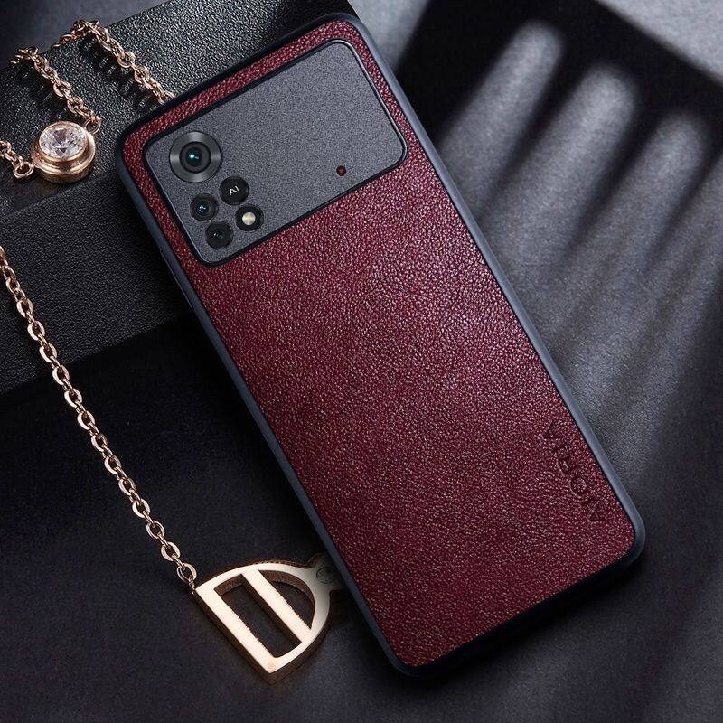 POCO M4 PRO 4G CASING LEATHER CASE PREMIUM LEATHER COVER SOFTCASE SILICONE AIORIA - BLACK