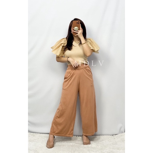 MDLV ~ A164# Miuccia Knitted 2pcs Set Premium Setelan Celana Panjang Blouse Rajut Fashion Import