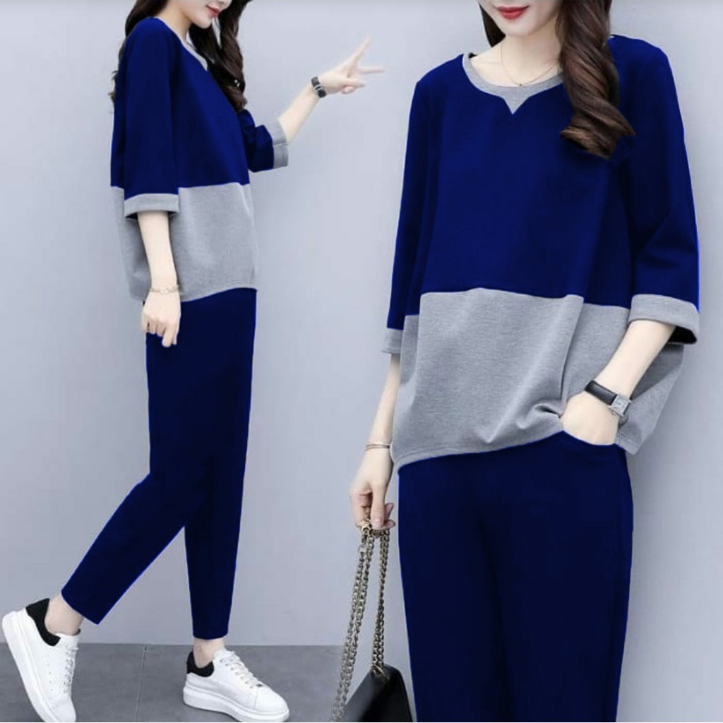 *[HNFK] Stelan Konika / Setelan Twotone Korea / Setelan Elsa / Setelan / Set Wanita / Baju Setelan Wanita