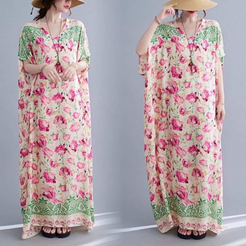 MDLV ~ 91009# Homewear Maxi Dress Maxi Flower Bigsize Dress Oversize Fashion Import