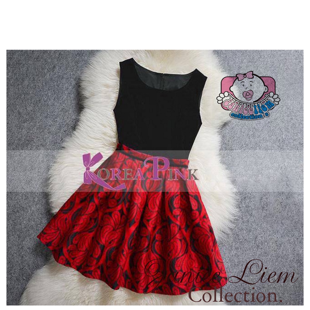 ♥｡Janiceliemcollection ｡♥ DRESS ANAK TANPA LENGAN KEREN / DRESS ANAK IMPORT MURAH / DRES HITAM MERAH
