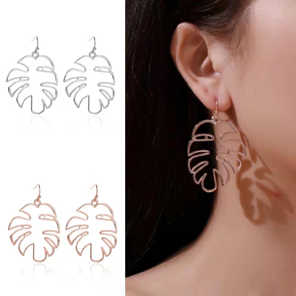 Anting Gaya Etnik Sederhana Retro Berongga Daun Anting 