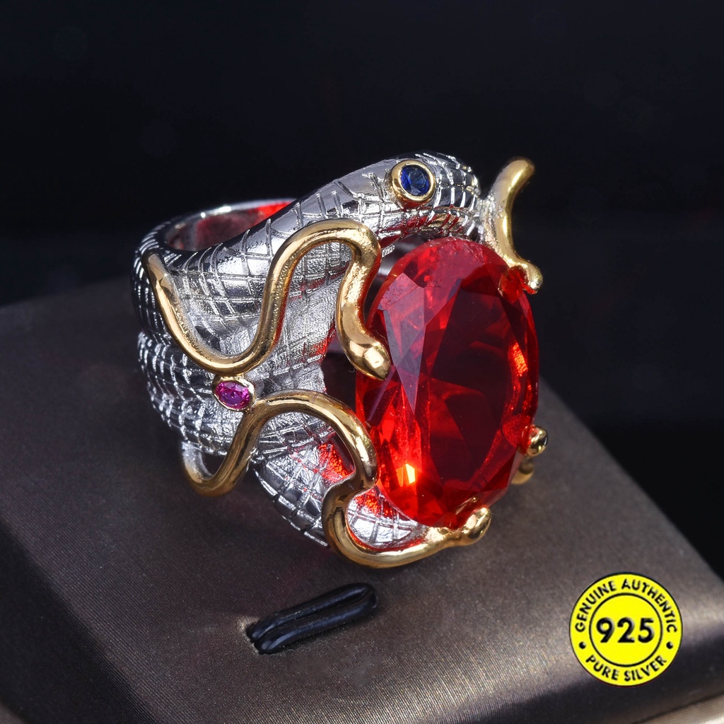 Cincin Batu Ruby Elektrik Dua Warna