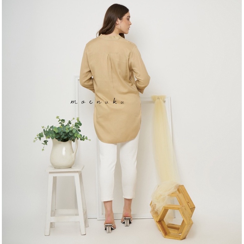 Kemeja Basic Kemeja Polos Lengan Panjang Wanita  Kemeja Rayon
